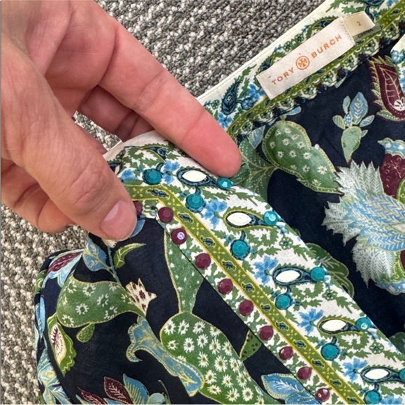 Tory Burch Embellished Cotton Wisteria Tunic, size 2 - Picture 8 of 10